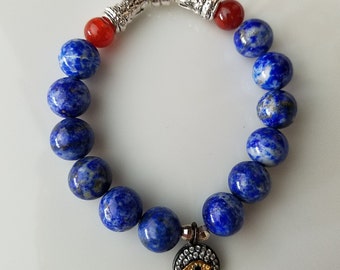 Evil Eye Bracele mit Lapislazuli Perlen.