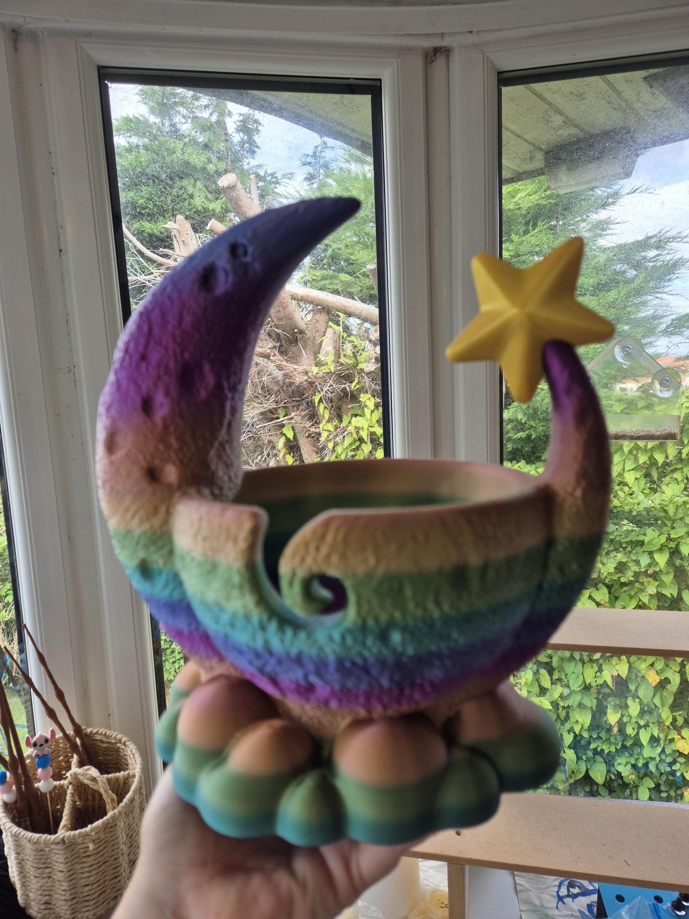 Moon and Star Yarn Bowl Rainbow crochet knitting accessories