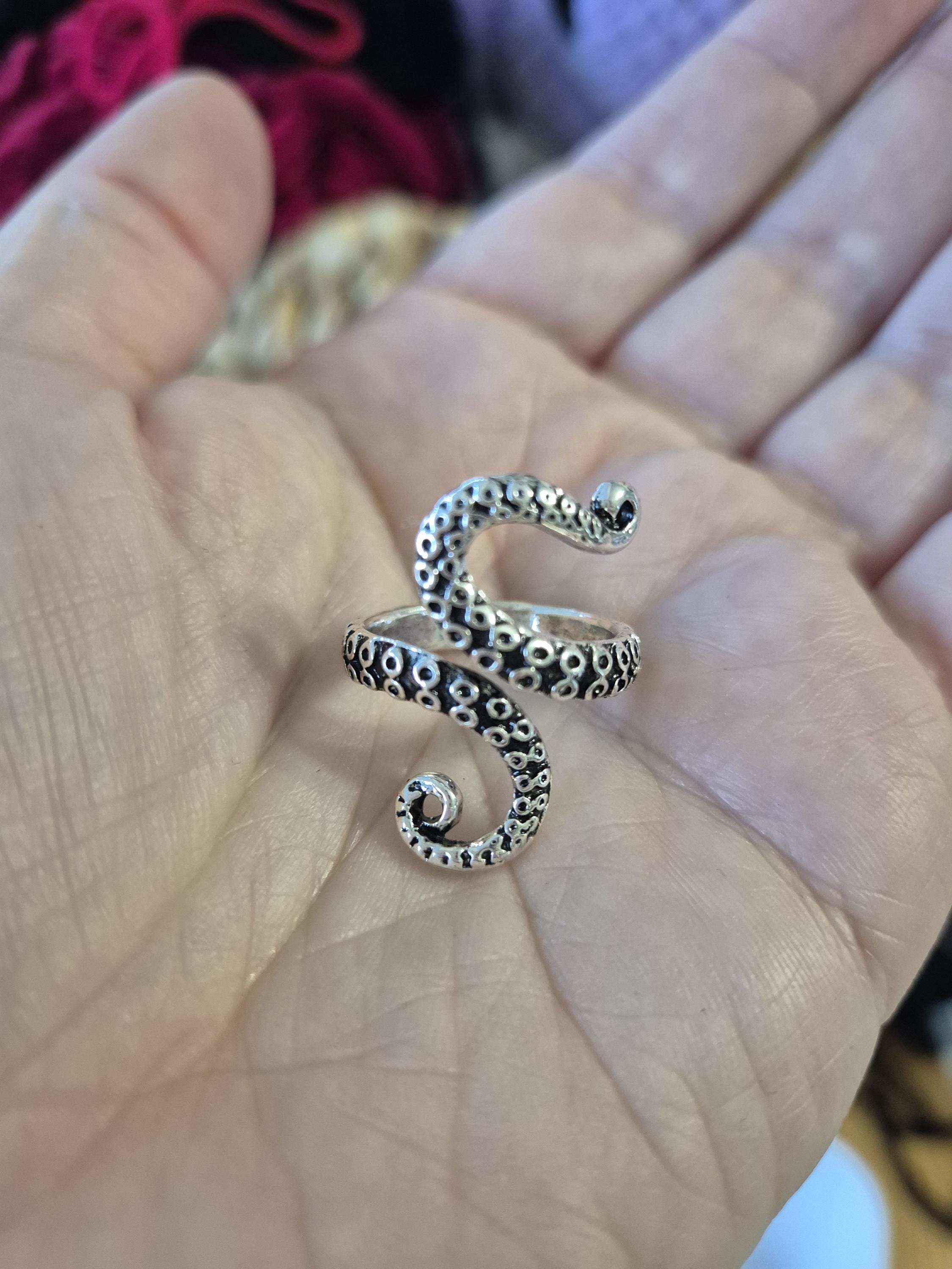Crochet Tension Ring adjustable silver plated dragon cat kraken light fury - Thumbnail 7