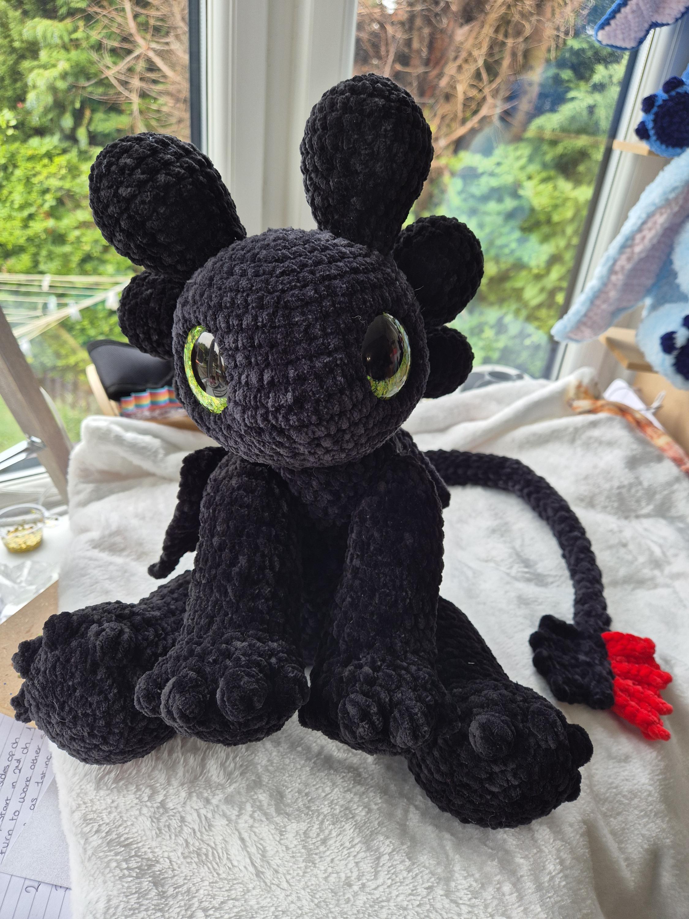 AxoGon crochet pattern amigurumi black axolotl dragon - Image 1