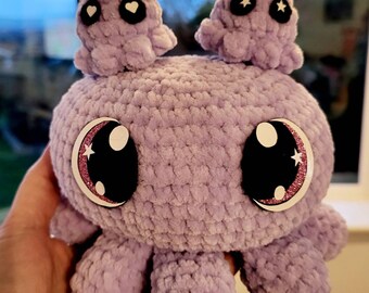 Mama Octopus with two babies crochet item handmade ready now