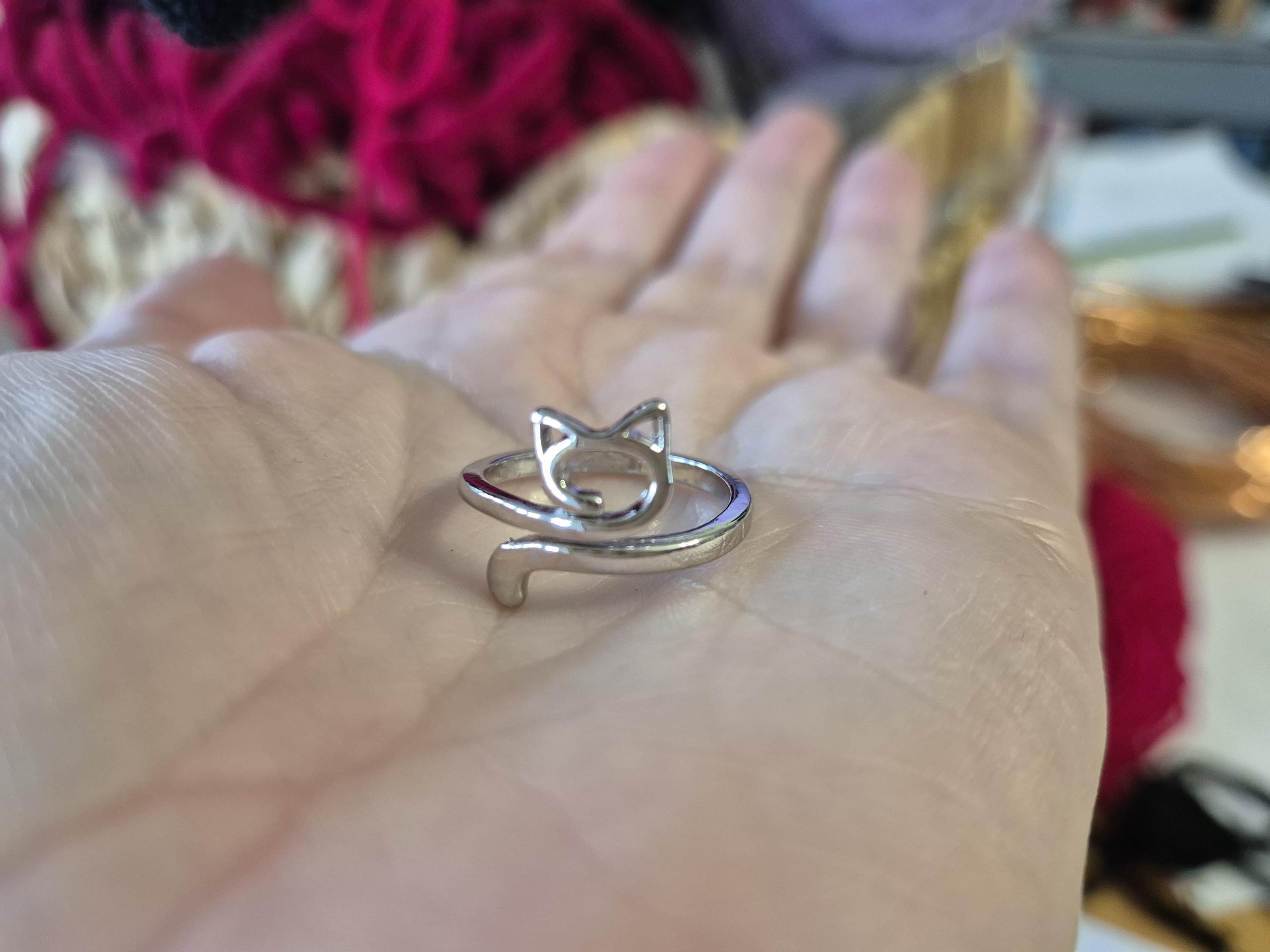 Crochet Tension Ring adjustable silver plated dragon cat kraken light fury - Thumbnail 6