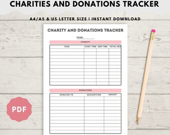 Donation Tracker Printable Tithe Log Charitable Donations - Etsy