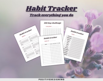Habit Tracker Habit Chart Daily Weekly Monthly Habit Tracker Habit Log Habit Tracker Monthly habit tracker, Printable Instant Download