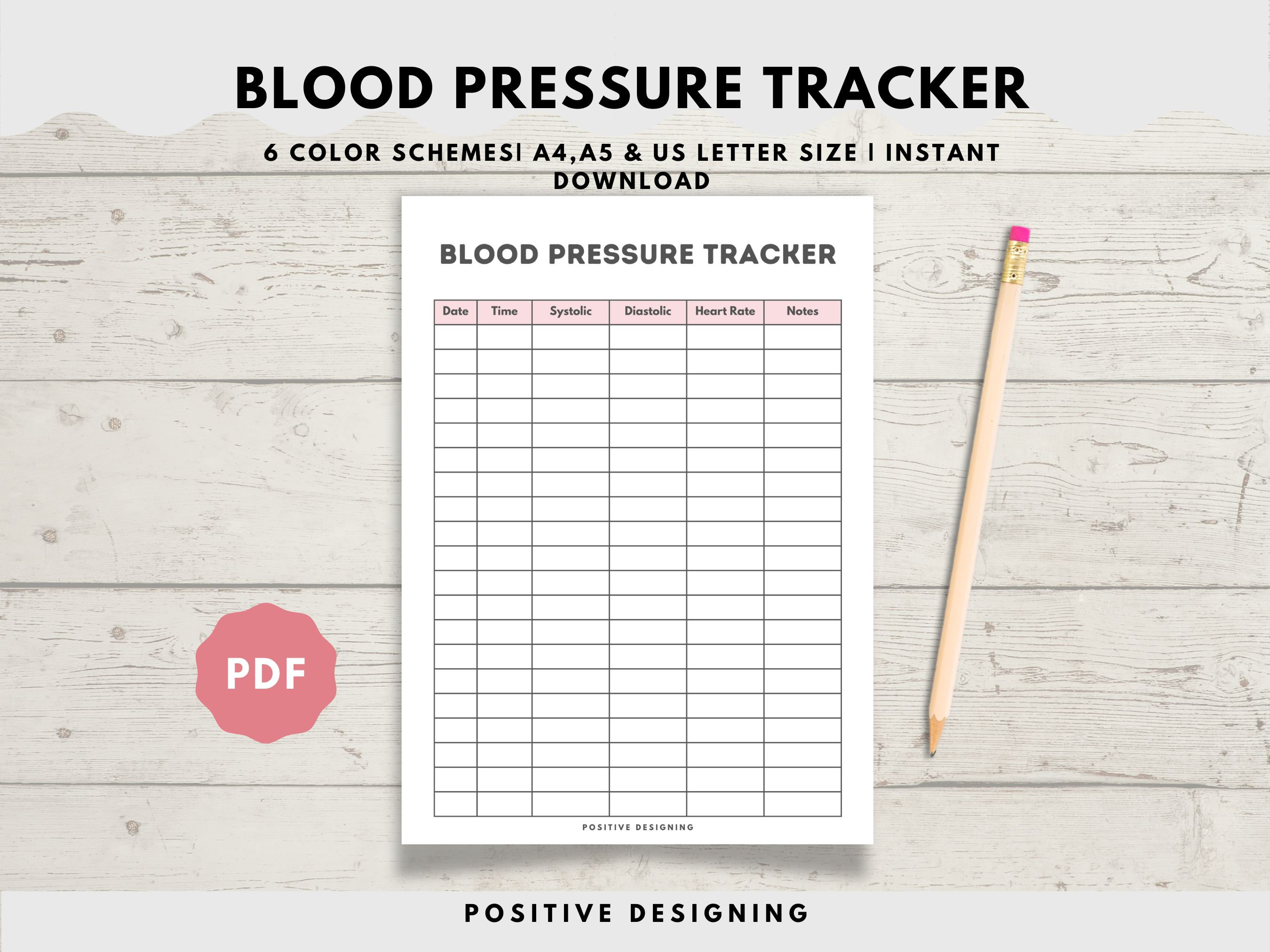 Blood Pressure Chart Printable Instant Download Medical Tracker Blood Pressure Tracker BP