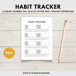 Monthly Habit Tracker Printable, Habit Tracker Template, Routine Tracker, Habit Planner, 31 Day Habit Challenge, PDF Instant Download