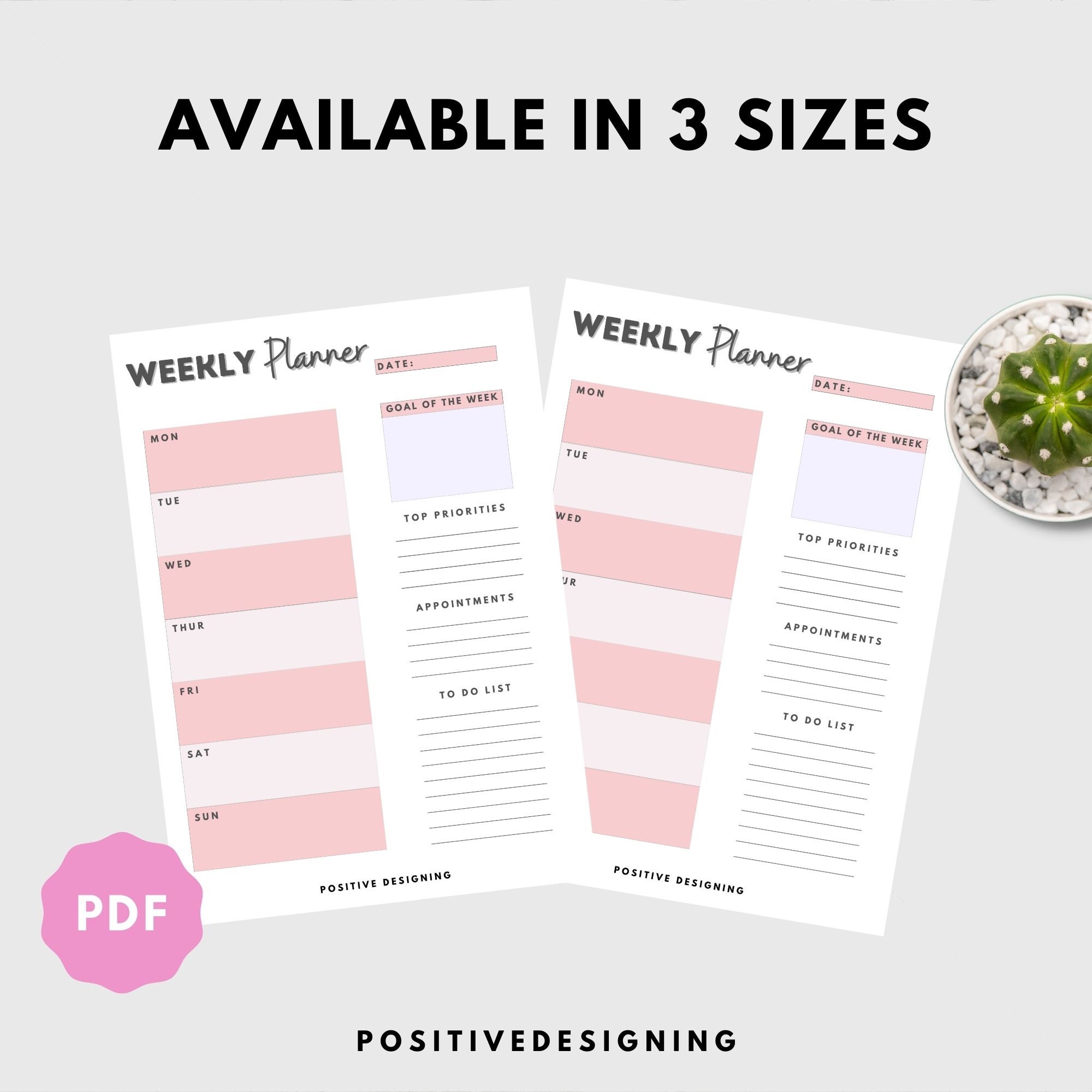 Minimal Weekly Planner Printable, A4 A5 Letter Sizes (PDF) - Etsy