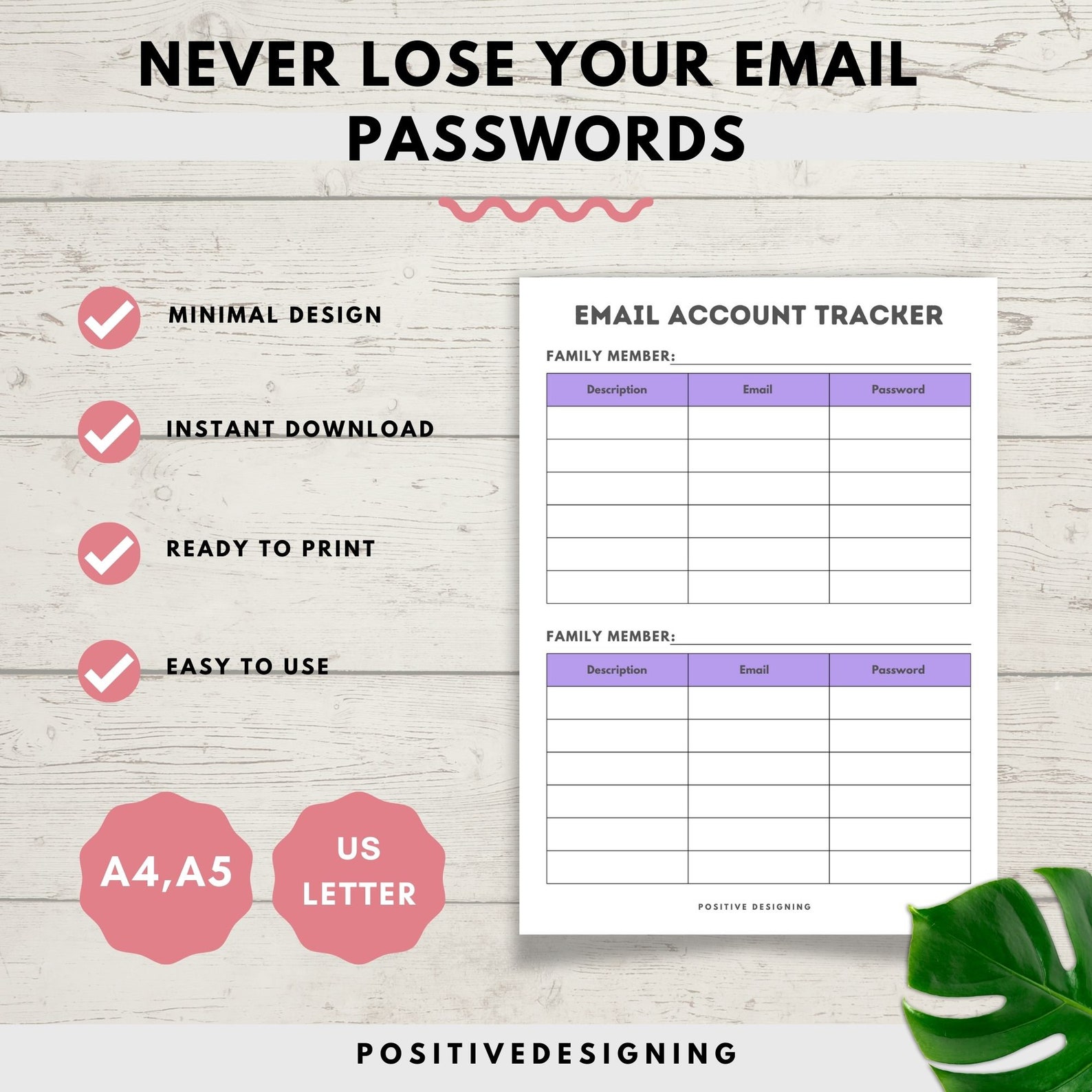 Email Account Tracker Printable, Email Saving Sheet, Password Tracker, Email Address Tracker