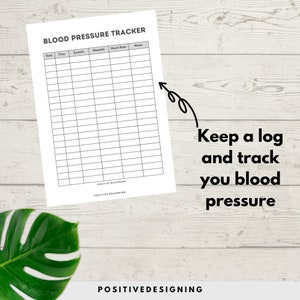 Blood Pressure Chart Printable - Instant Download, Medical Tracker ...