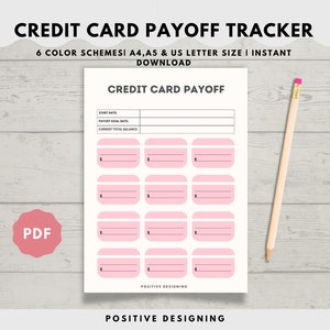 Rastreador de tarjetas de crédito / Pago con tarjeta de crédito / Rastreador imprimible / Rastreador libre de deudas / Pago de tarjeta de crédito / Cuadro de pago de deuda / PDF instantáneo