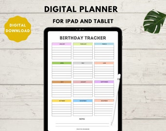 Birthday Tracker Digital Planner | iPad & Tablets (Digital Download)