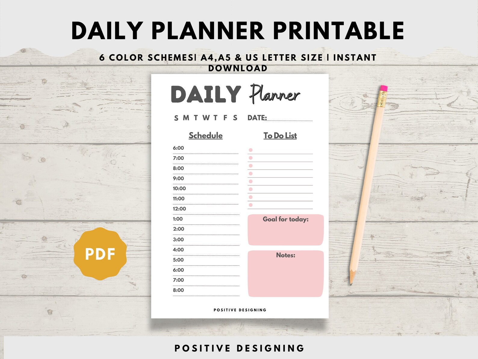 Daily Schedule Planner Printable, Time Blocking, A4 A5 Letter (PDF) - Etsy