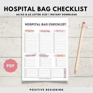 Hospital Bag Checklist Printable, Birth Bag Packing List, Pregnancy Checklist, Labor Checklist, New Baby Checklist, Maternity Checklist