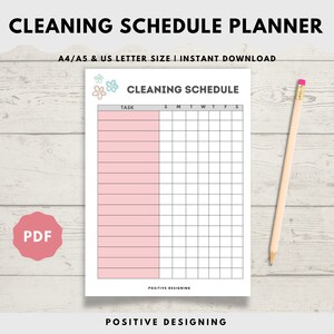 Cleaning Planner, Cleaning Checklist, Cleaning Schedule, Weekly House Chores, Adhd Clean Home, Monthly, Household Planner Printable, PDF