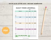 Daily Food Journal Printable – Meal Tracker, Calorie Log (Digital Download)