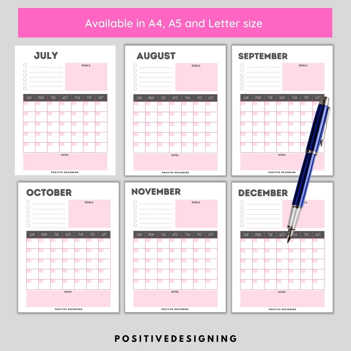 Blank Monthly Calendar Printable, Minimalist Calendar Template PDF ...