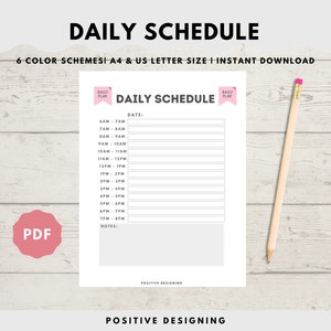 Daily Schedule | Daily Planner printable | Daily Routine | Schedule Template | Kids Schedule | Instant Download PDF | US Letter Size
