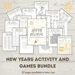 New Years Eve Party Games Bundle - New Years Eve Trivia Game -Games for Kids and Adults - New Years Eve Activities - Instant Download PDF