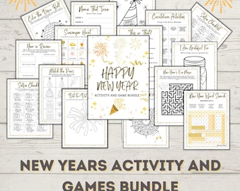 New Years Eve Party Games Bundle - New Years Eve Trivia Game -Games for Kids and Adults - New Years Eve Activities - Instant Download PDF
