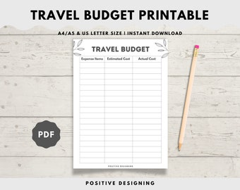 Travel Budget Planner Printable, Vacation Spending Worksheet (A4/A5/Letter)