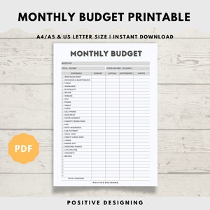 Monthly Budget Planner Printable | Financial Journal | Monthly Budget Sheet PDF | Personal Budget Worksheet | Expense & Income Tracker A5 A4