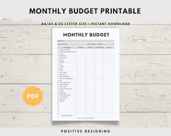 Monthly Budget Planner Printable | Financial Journal | Monthly Budget Sheet PDF | Personal Budget Worksheet | Expense & Income Tracker A5 A4