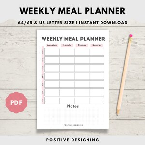 Tygodniowy plan posiłków do wydrukowania, 7-dniowy planer menu, planer przygotowywania posiłków, planer żywności, zdrowie i fitness, A4/A5/Letter