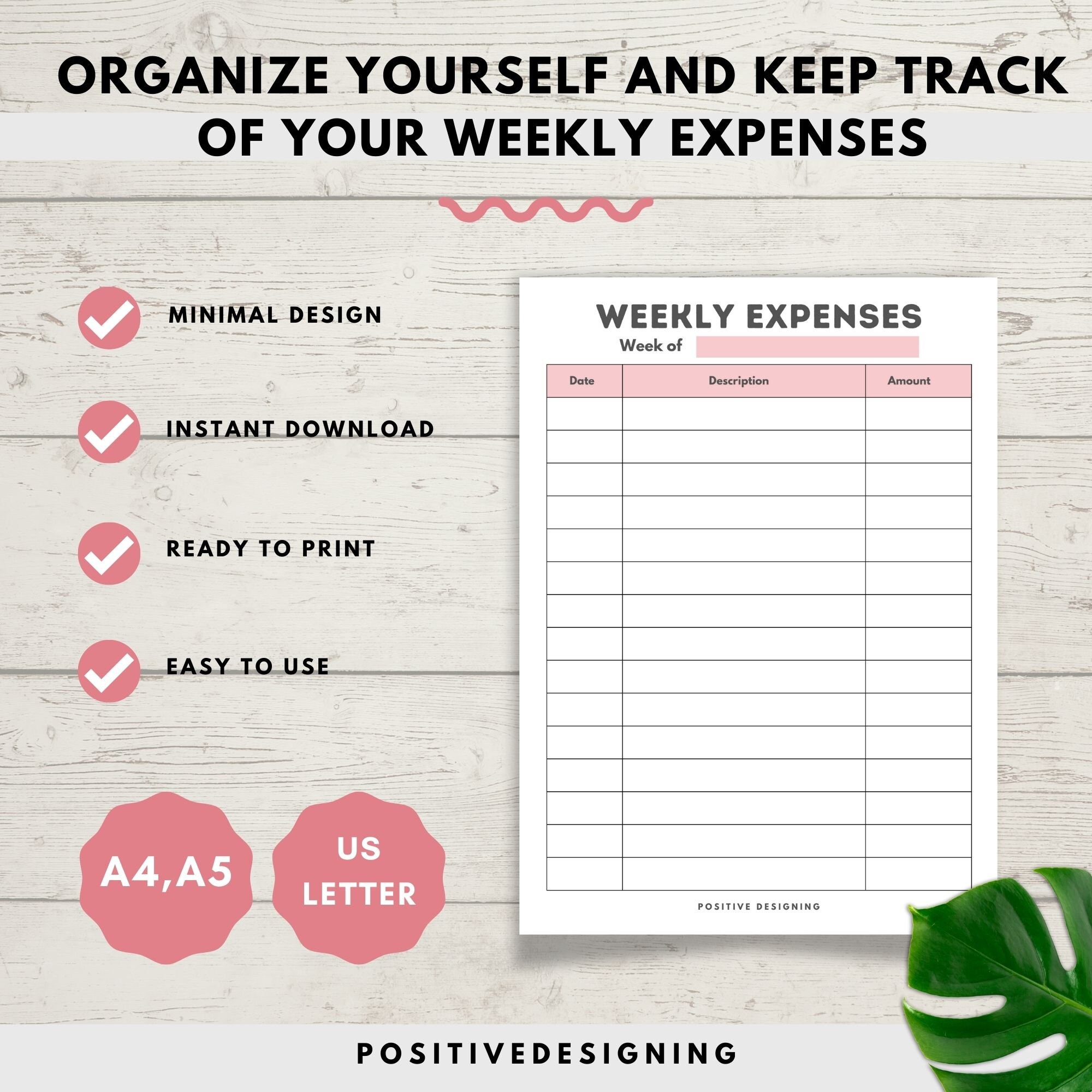 Weekly Expense Tracker Printable Expense Tracker Purchase Checklist ...