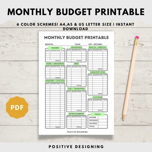 Monthly Budget Planner Printable | Financial Journal | Monthly Budget Sheet PDF | Personal Budget Worksheet | Expense & Income Tracker A5 A4