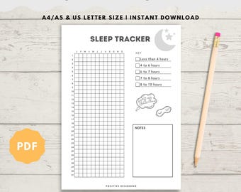 Sleep Tracker Printable - Monthly Sleep Log - Sleep Quality Journal - Health Planner - Sleep Log A4/A5/Letter/Instant Download