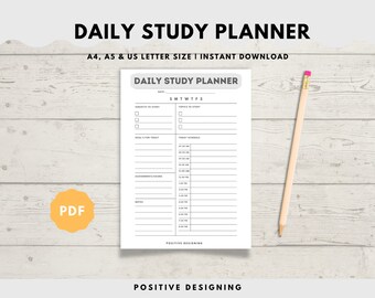 Study planner printable, Print at home study plan, student planning, Instant Download, timetable templates, Organizer, A4 A5 and Letter size