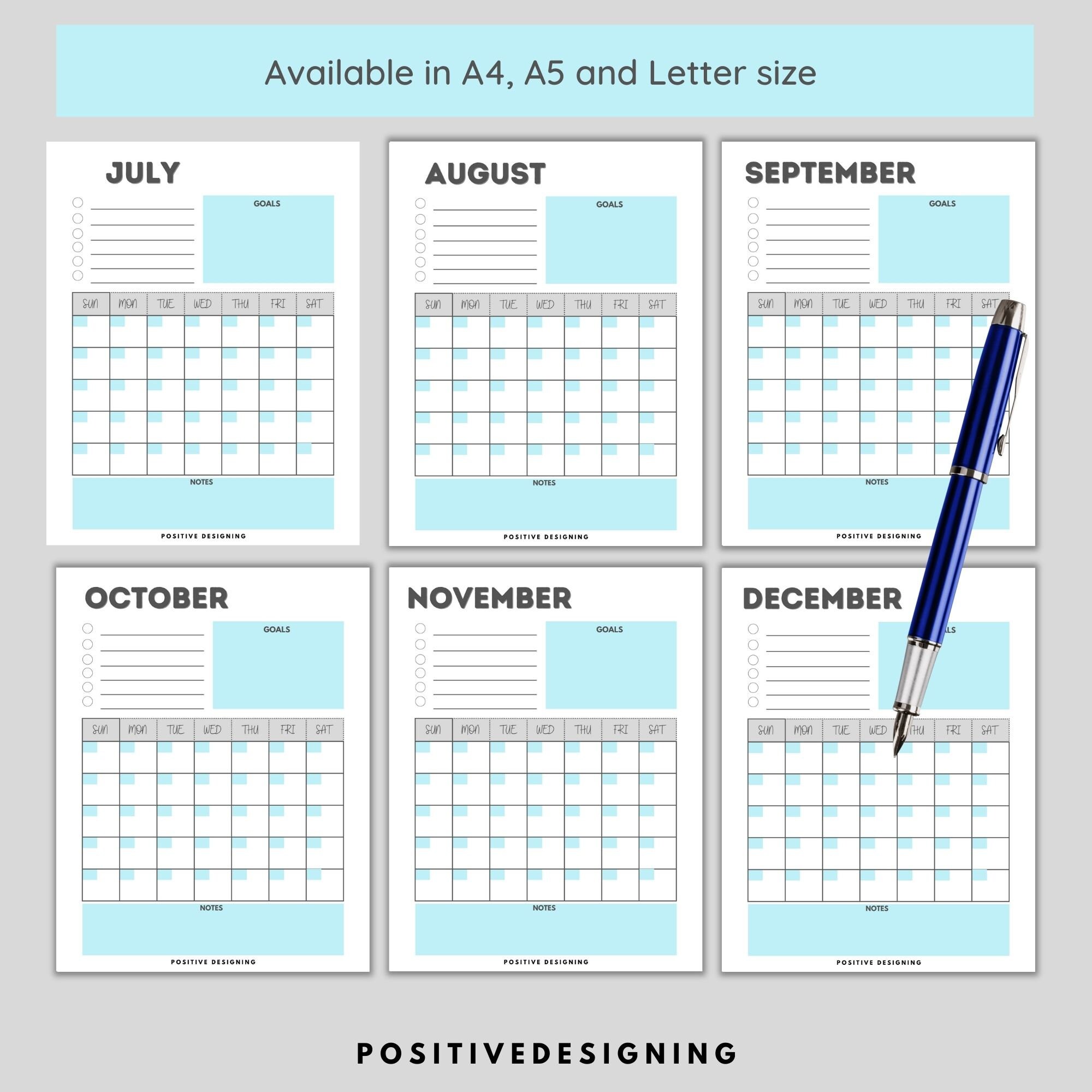 Blank Monthly Calendar Printable, Minimalist Calendar Template PDF ...