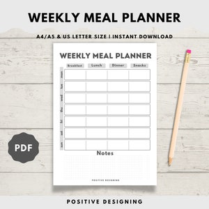 Tygodniowy plan posiłków do wydrukowania, 7-dniowy planer menu, planer przygotowywania posiłków, planer żywności, zdrowie i fitness, A4/A5/Letter