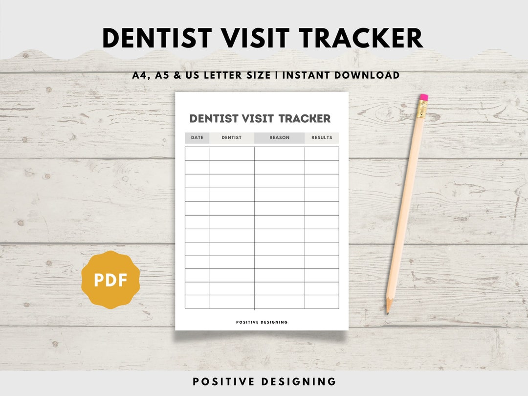 Dental Health Log, Dental Care Log, Dentist Checkup Log, Dental Care