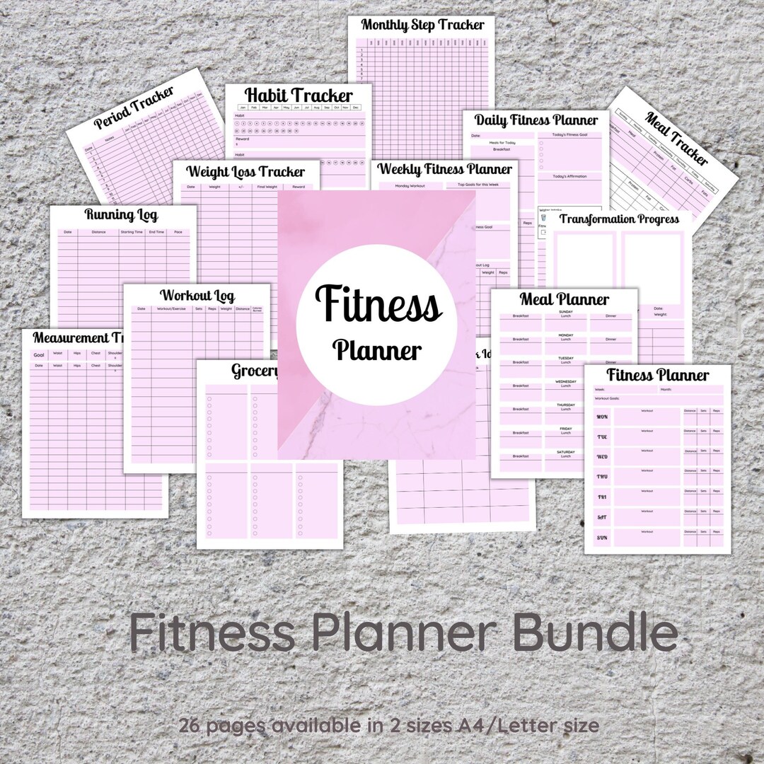 Fitness Tracker Planner Printable Health Planner Fitness Etsy