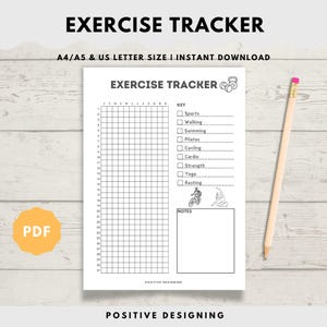 Exercise tracker - Workout Tracker - Fitness Journal - Health Tracker - Fitness Tracker - Daily Exercise Tracker - Yearly Exercise Tracker