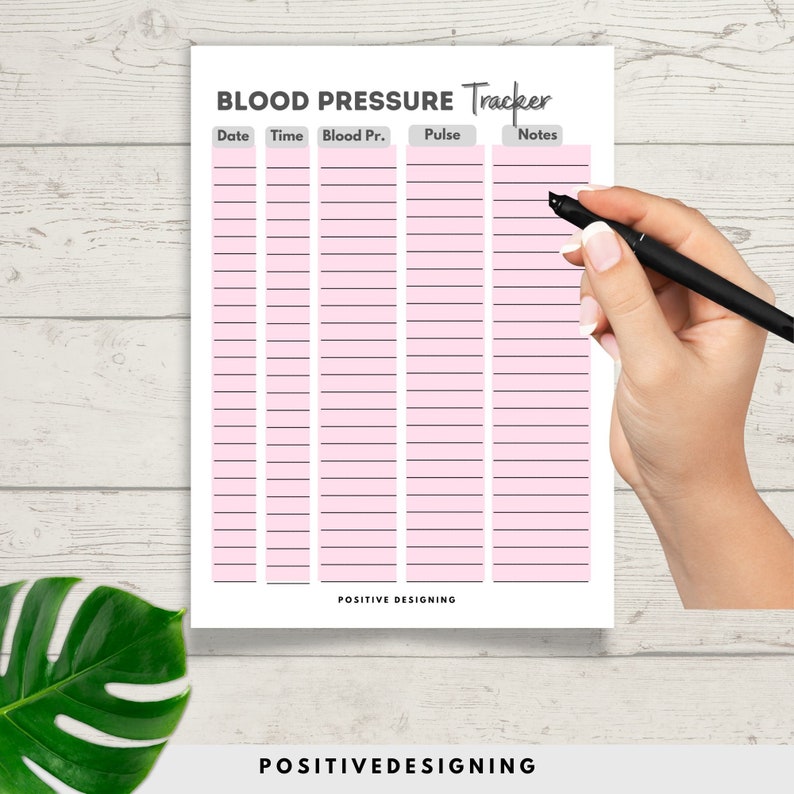 Blood Pressure Tracker Printable, High Blood Pressure Tracker ...