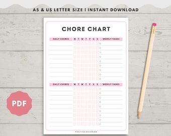 Chore List | Chore Chart For Kids | Chore Chart Printable | Weekly Chore Chart | Digital Pdf | Daily Weekly Chores | Daily Kids Chore Chart