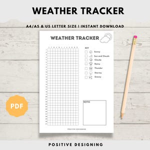 Weather Tracker - Temperature Tracker - Daily Weather Tracker - Temperature Log - Weather Log - Yearly Weather Tracker - Printable tracker