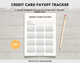 Rastreador de tarjetas de crédito / Pago con tarjeta de crédito / Rastreador imprimible / Rastreador libre de deudas / Pago de tarjeta de crédito / Cuadro de pago de deuda / PDF instantáneo