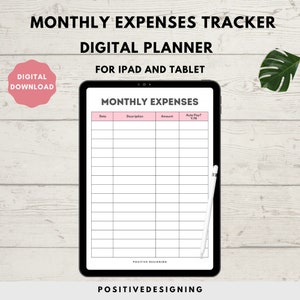 Budget Planner Digital | Monthly Expenses Log | Monthly Budget | Instant Download | Bill Tracker | Finance Tracker | Expenses Tracker