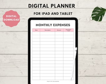 Budget Planner Digital | Monthly Expenses Log | Monthly Budget | Instant Download | Bill Tracker | Finance Tracker | Expenses Tracker