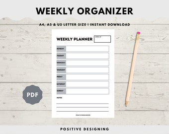 Minimalist Weekly Planner Printable, A4 A5 Letter (Digital Download)
