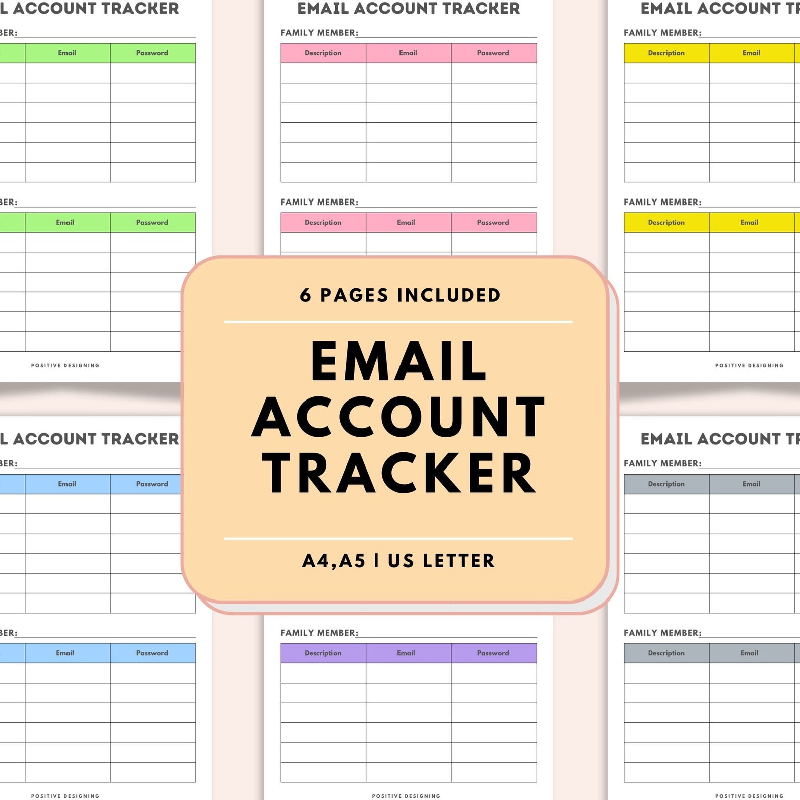 Email Account Tracker Printable, Email Saving Sheet, Password Tracker, Email Address Tracker
