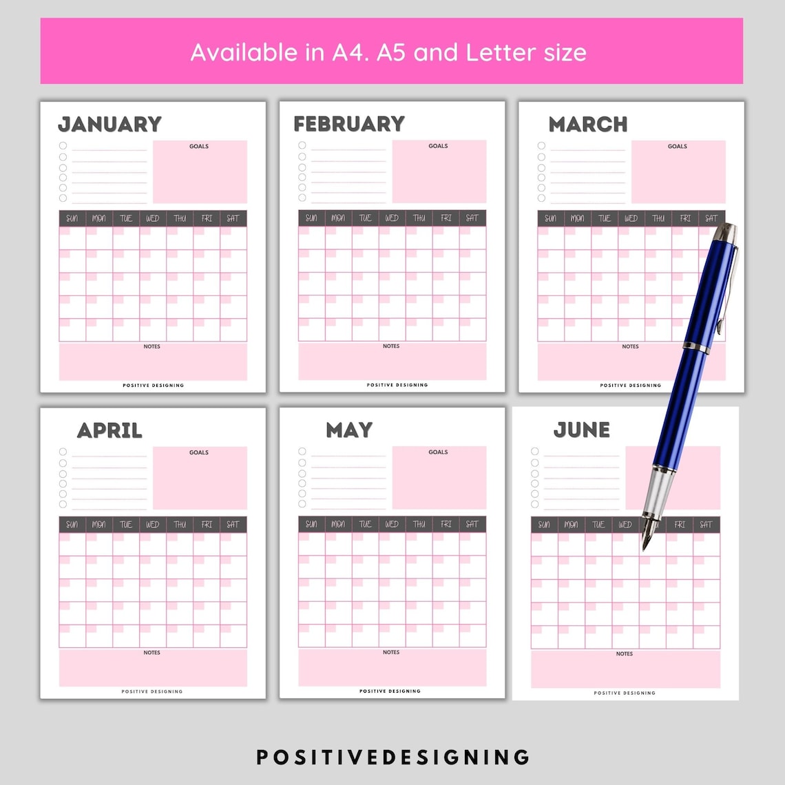 Blank Monthly Calendar Printable, Minimalist Calendar Template PDF ...