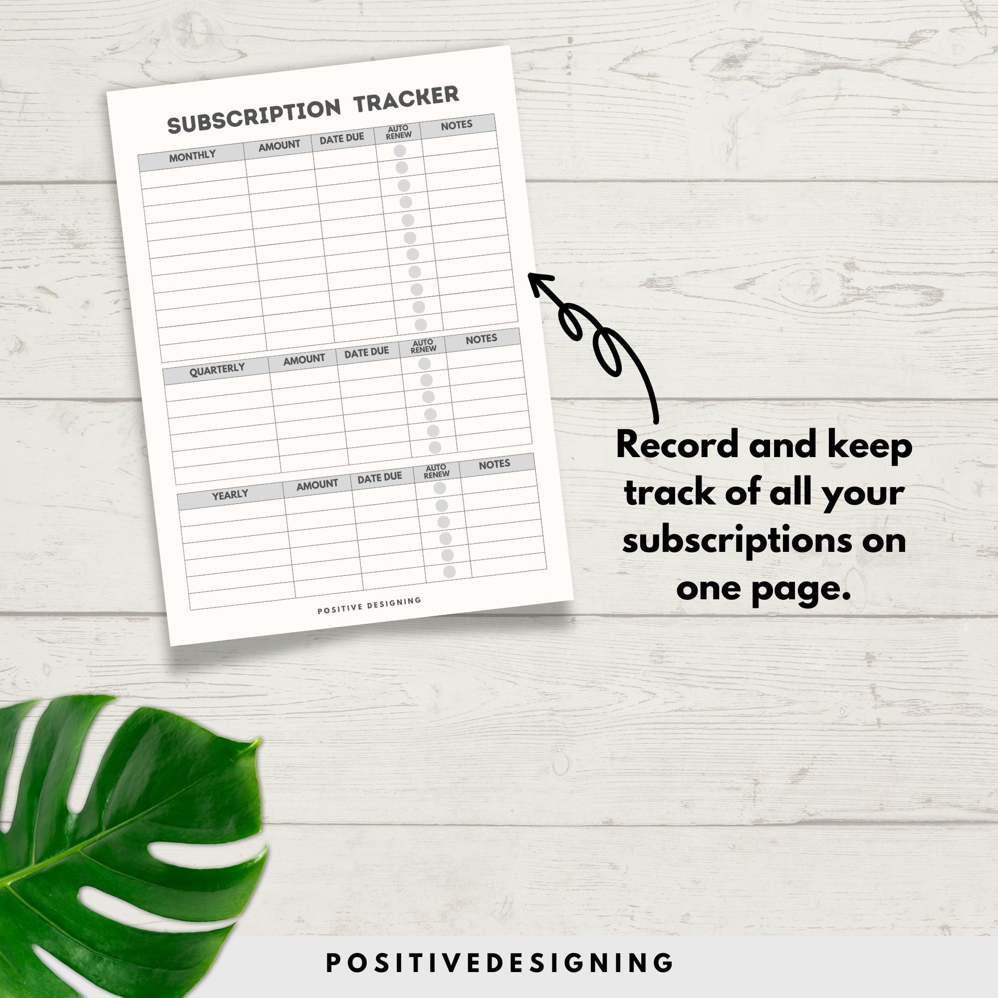 Subscription Tracker Printable Budget Planner Account Tracker Budget ...