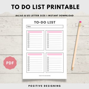 Minimal To Do List Printable, Simple Tasks List Template, Productivity Planner, A4/A5/Letter/Half, Printable PDF