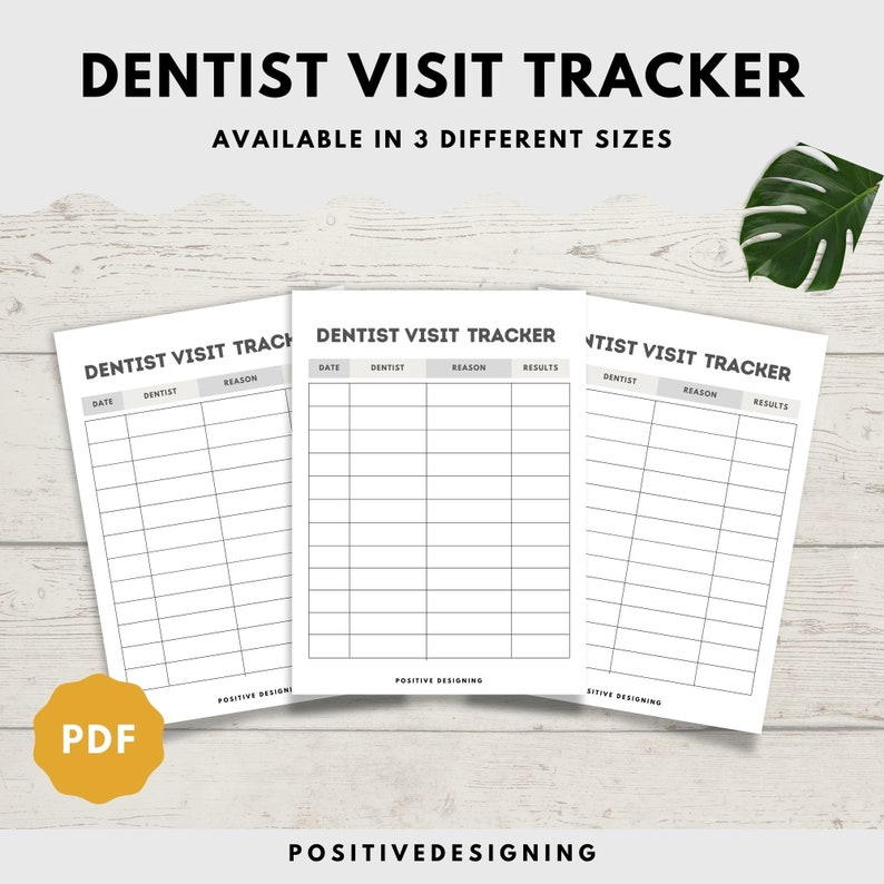 Dental Health Log, Dental Care Log, Dentist Checkup Log, Dental Care ...