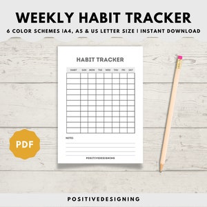 Habit Tracker Printable, Weekly Habit Tracker, Habit Tracker Planner, Habit Tracker Checklist PDF