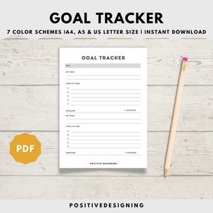 Goal Planner Printable Worksheet | Goal Setting Template, Personal Goal Tracker, Productivity Planner PDF, Goal Planning,A5,A4,Letter